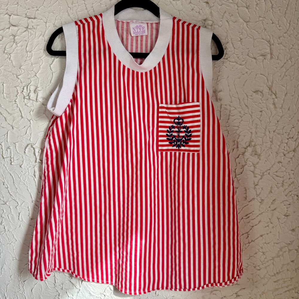 Vintage Take Nine Maternity Red & White Striped Nautical Top – Size M